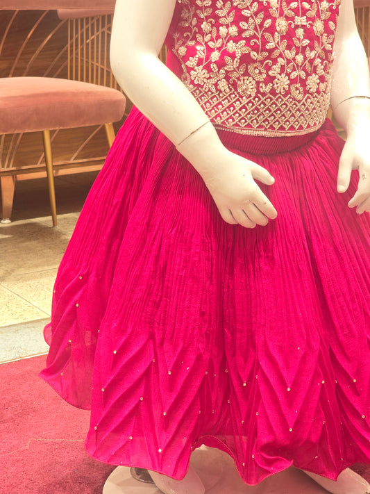 ethnic magenta-colored lehenga choli set