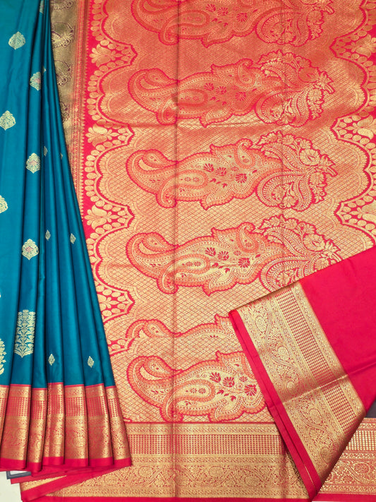 Semi Silk Saree with Leaf Motifs
