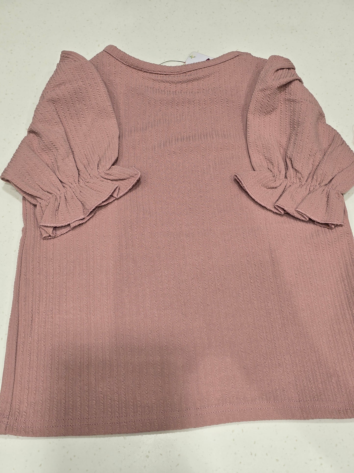 mauve ribbed crew-neck top for girls,