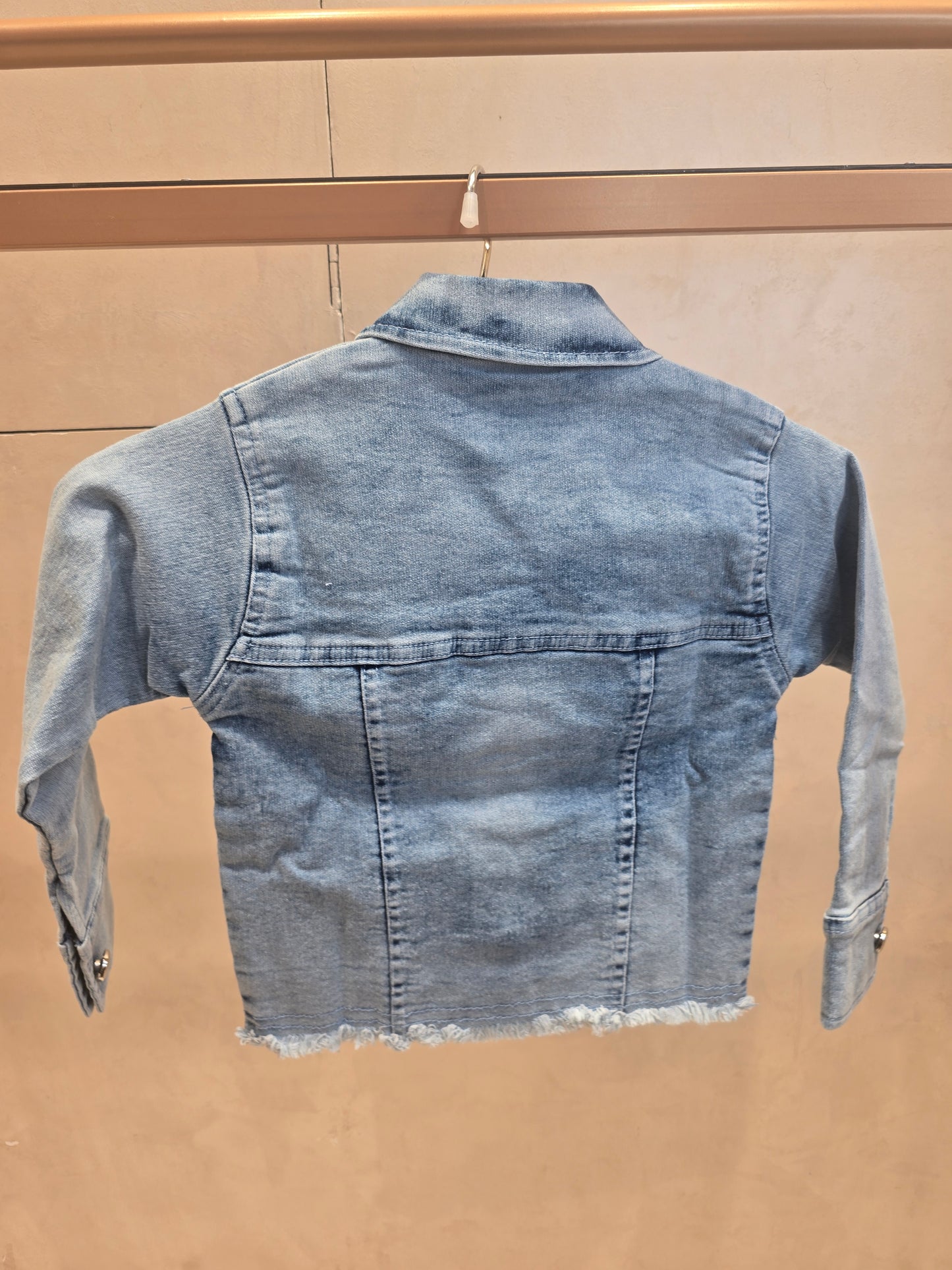 Light Blue Denim Western Top with Double Pocket & Full Sleeves (Girls)