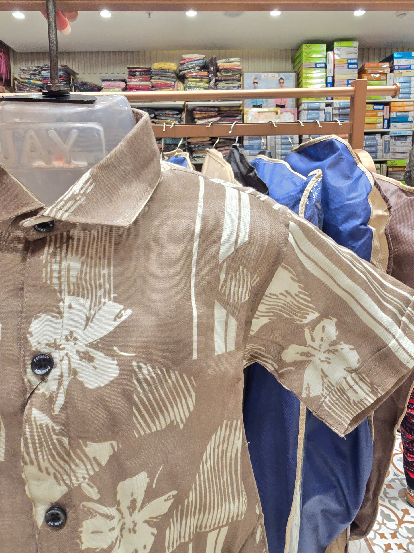 Boys Cotton Capri Set in Brownish Cream Color with Fancy Printed Design and Stylish Shirt for Summer Casual Wear