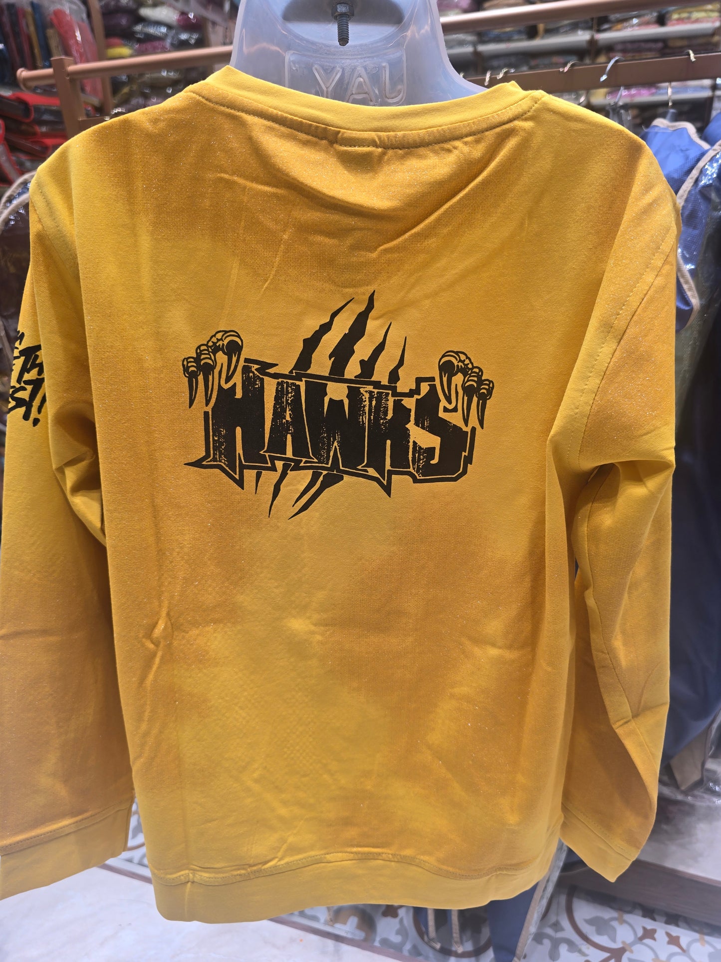 Mustard Imported Stone Digital Owl Print Full Sleeve T-Shirt for Boys – Summer Wear