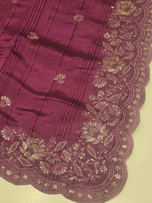 Tussar Silk Saree with Jute Finish & Sequin Work
