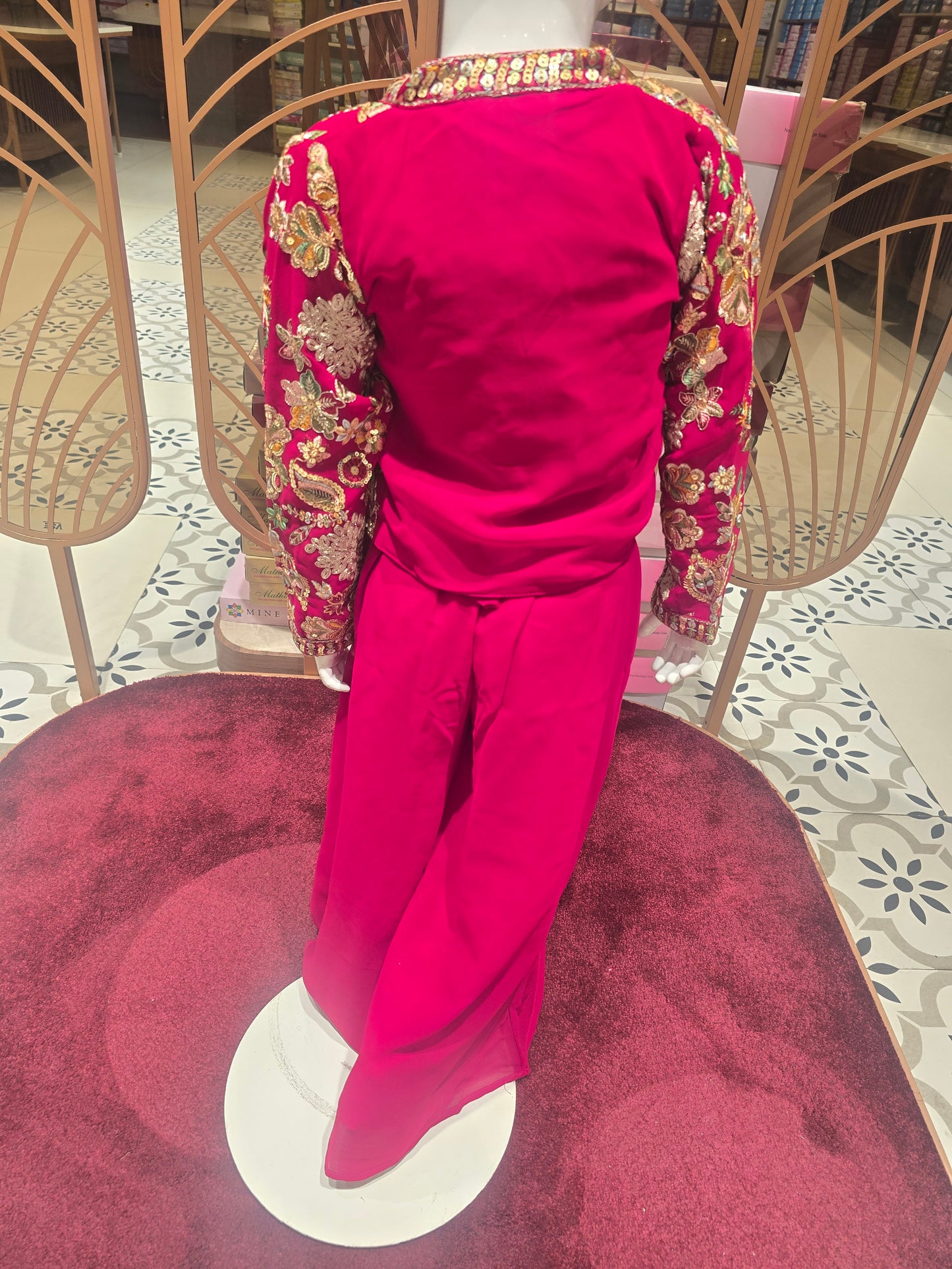 Red Chiffon Sharara Set for Girls