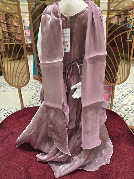 Onion Pink Organza Western Lehenga for Girls with Pleated Skirt Design and Beads Work Top