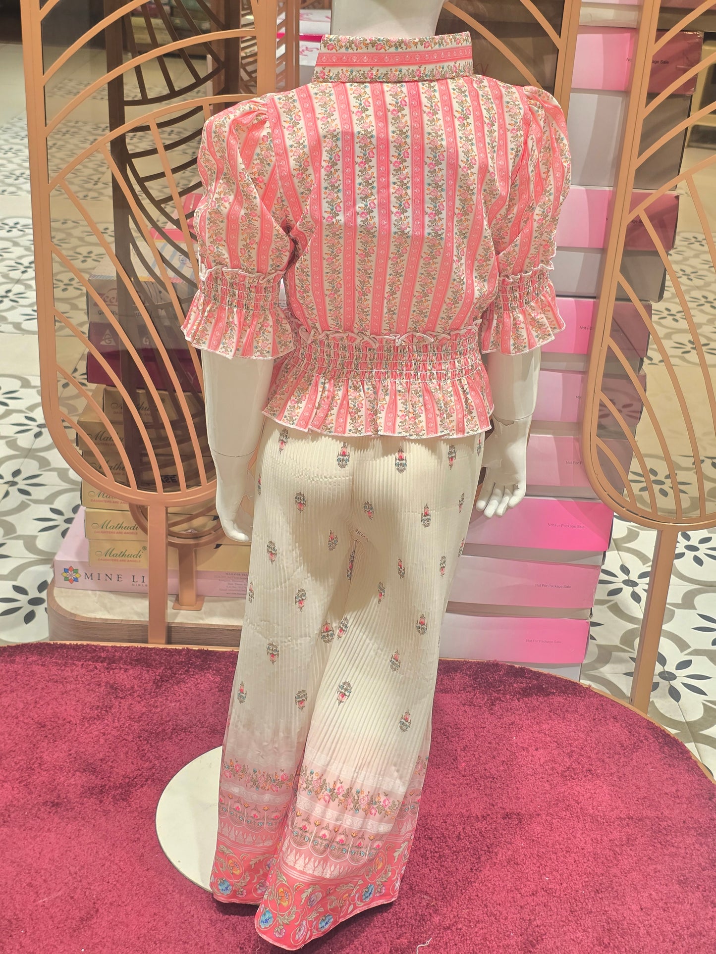 Girls Printed Chiffon Western Dress Set