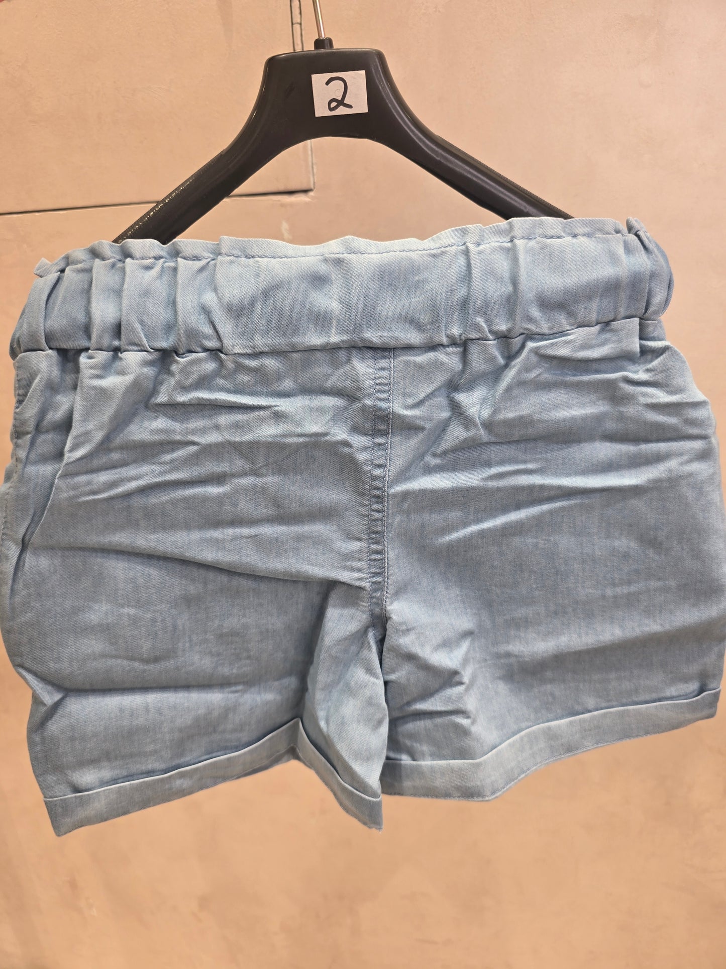 Girls Denim Lycra Casual Wear Shorts in Sky Blue with Fancy Pocket Design and Stretchable Waist for Summer Wear