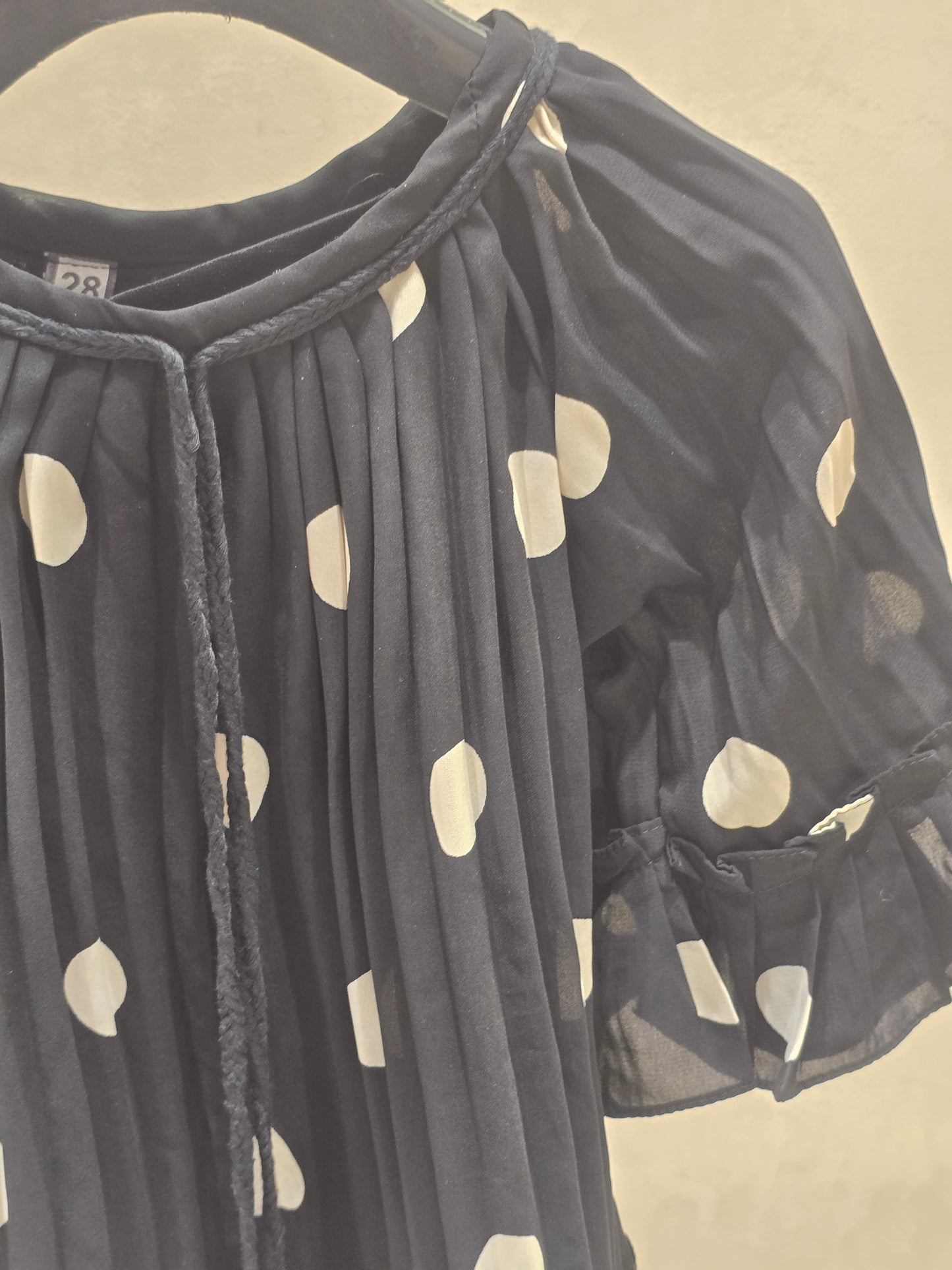 Girl Black Polka Dot Georgette Western Top