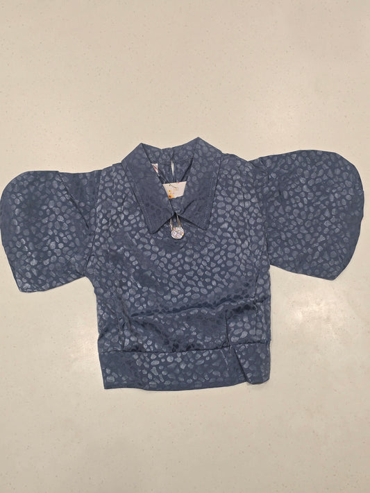 Girl Dark Blue Crepe Chiffon Fancy Top