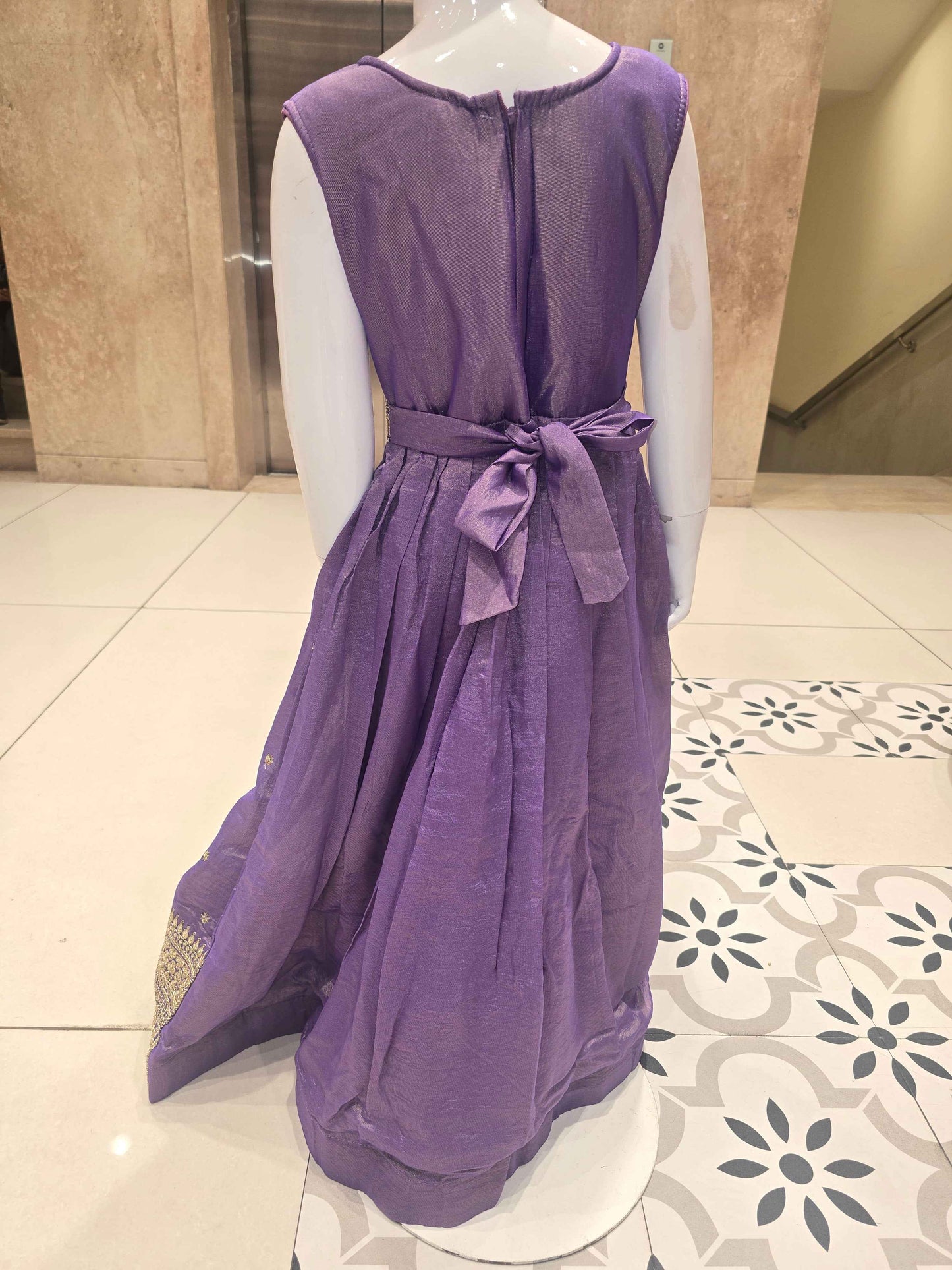girls' traditional floor-length ethnic gown featured in a rich shade of purple