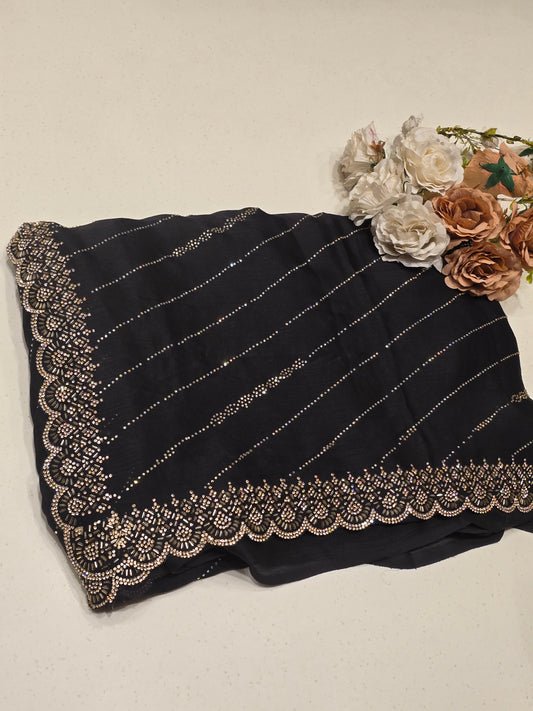 Stone work with leharia design and rich blouse