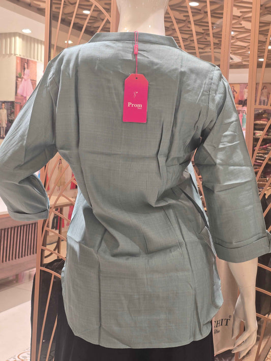 Lenin material greenish colour short kurti for women
