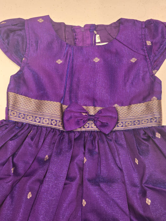 Tissue Material purple colour traditional frock for girl