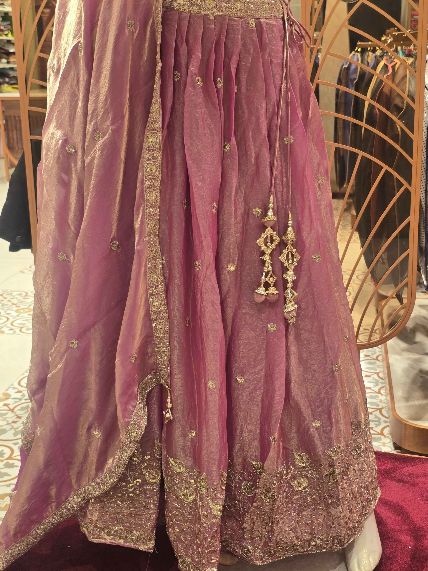 Women Lavender Organza Lehenga Set