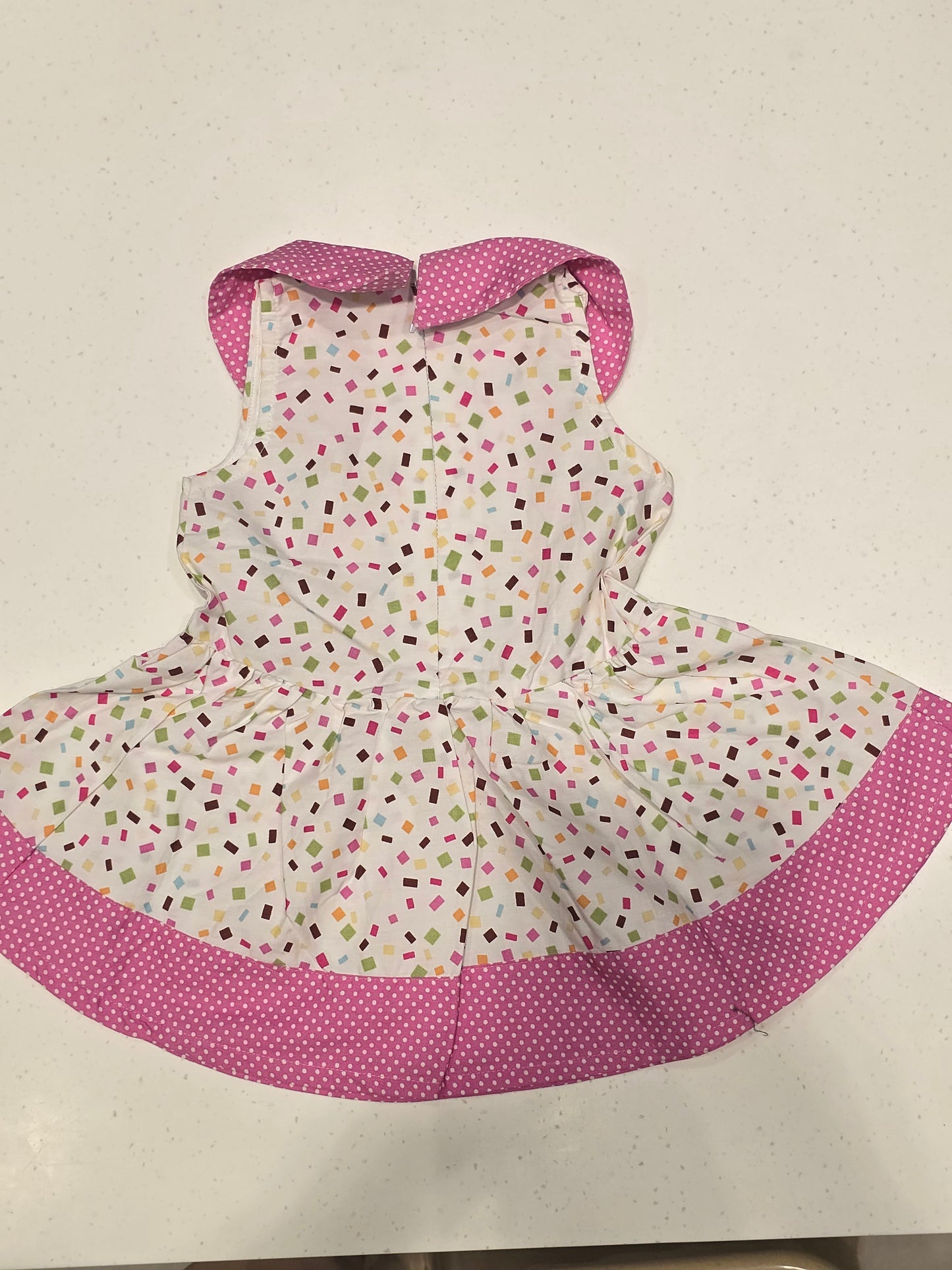 Baby Girls White Pink Cotton Dot Print Frock