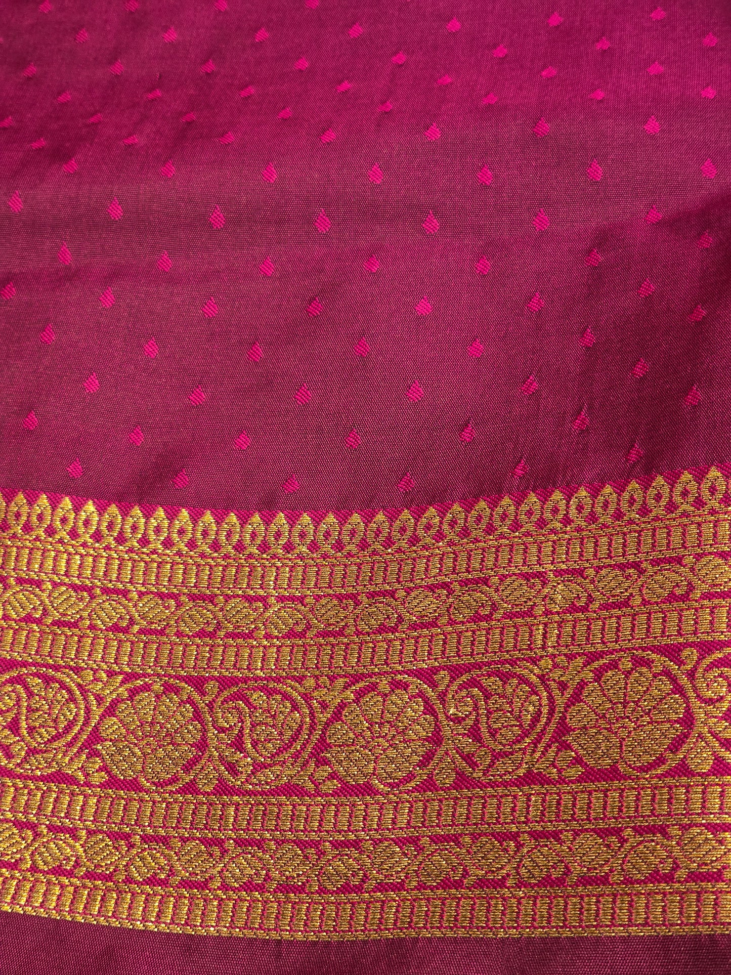 Semi soft silk with butta across the body rich pallu , traditional border