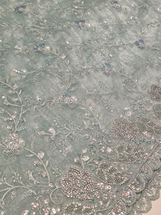 Bridal Fancy Organza Saree with Stone, Sequence & Embroidery Work | Party Wear