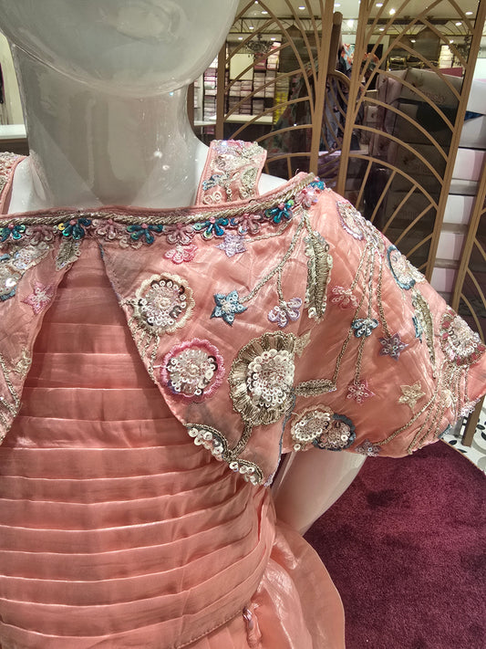 Designer Organza Ghagra Choli with Sequin Fancy Work (3-Piece Party Wear Set)