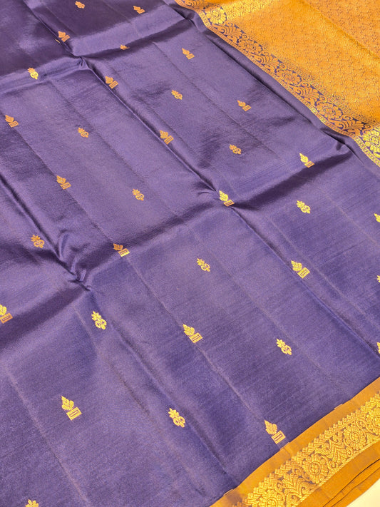 Pure Handloom Kanjivaram Silk Saree with Tilaka Butta Body and Small Traditional Border with Rich Pallu for Wedding and Festive Occasions