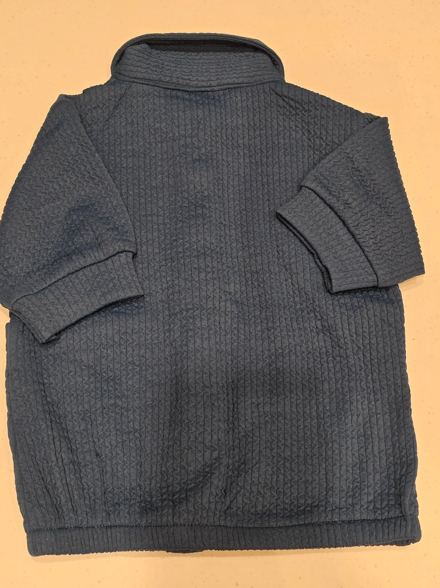 Charcoal Gray Popcorn Knit Collared Shirt for Girls