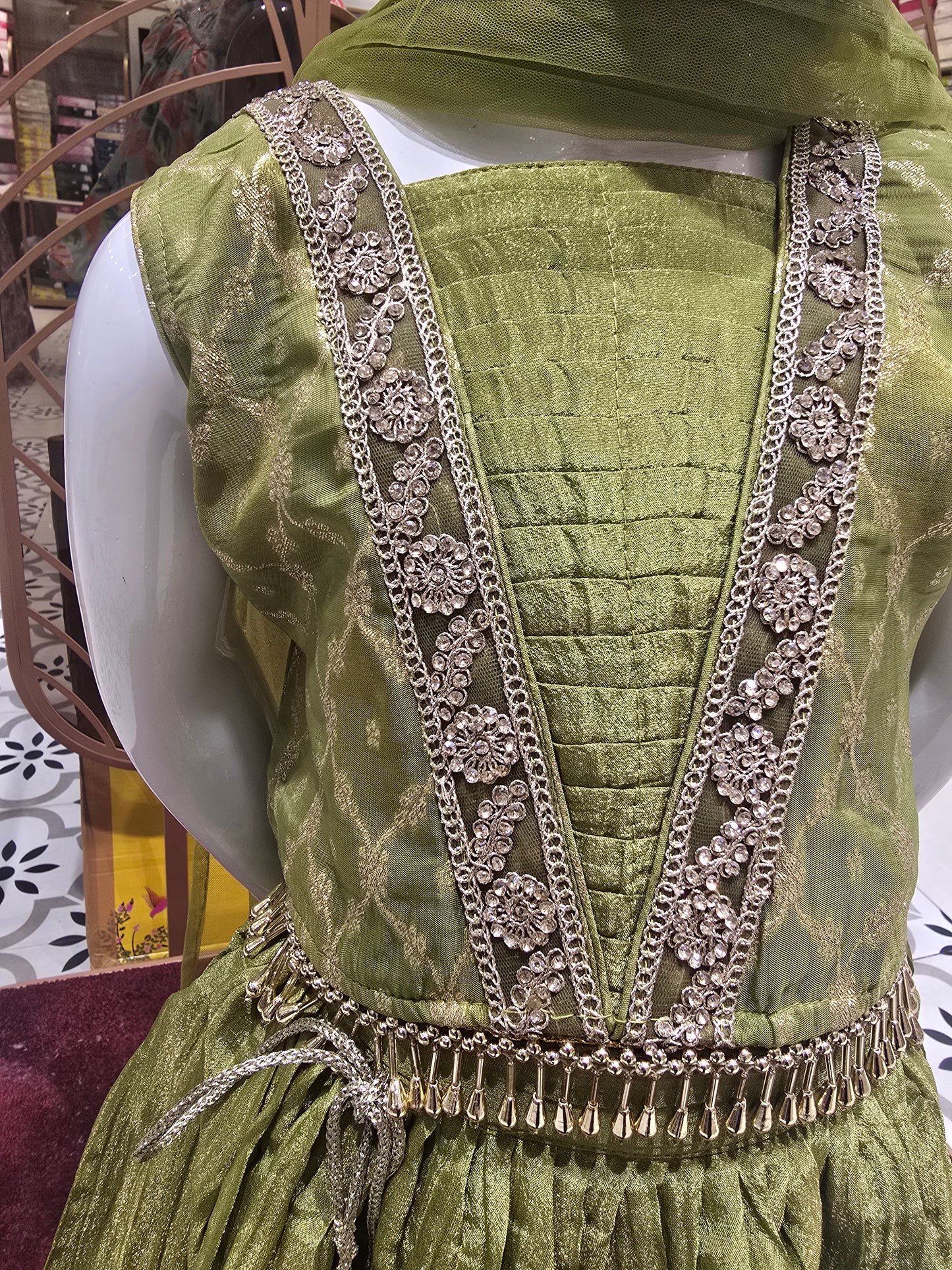 Banarasi with lays work , ladkhans & Crush crepe skirt ethnic wear