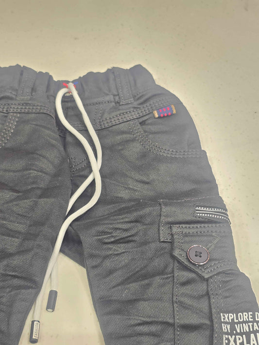 Denim material jeans cargo for boy with Elasticable waist