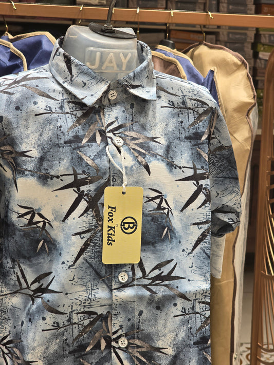 Boy Blue Printed Cotton Summer Shirt