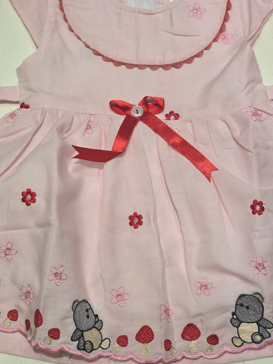 Baby Girls Pink Cotton Thread Flower Frock