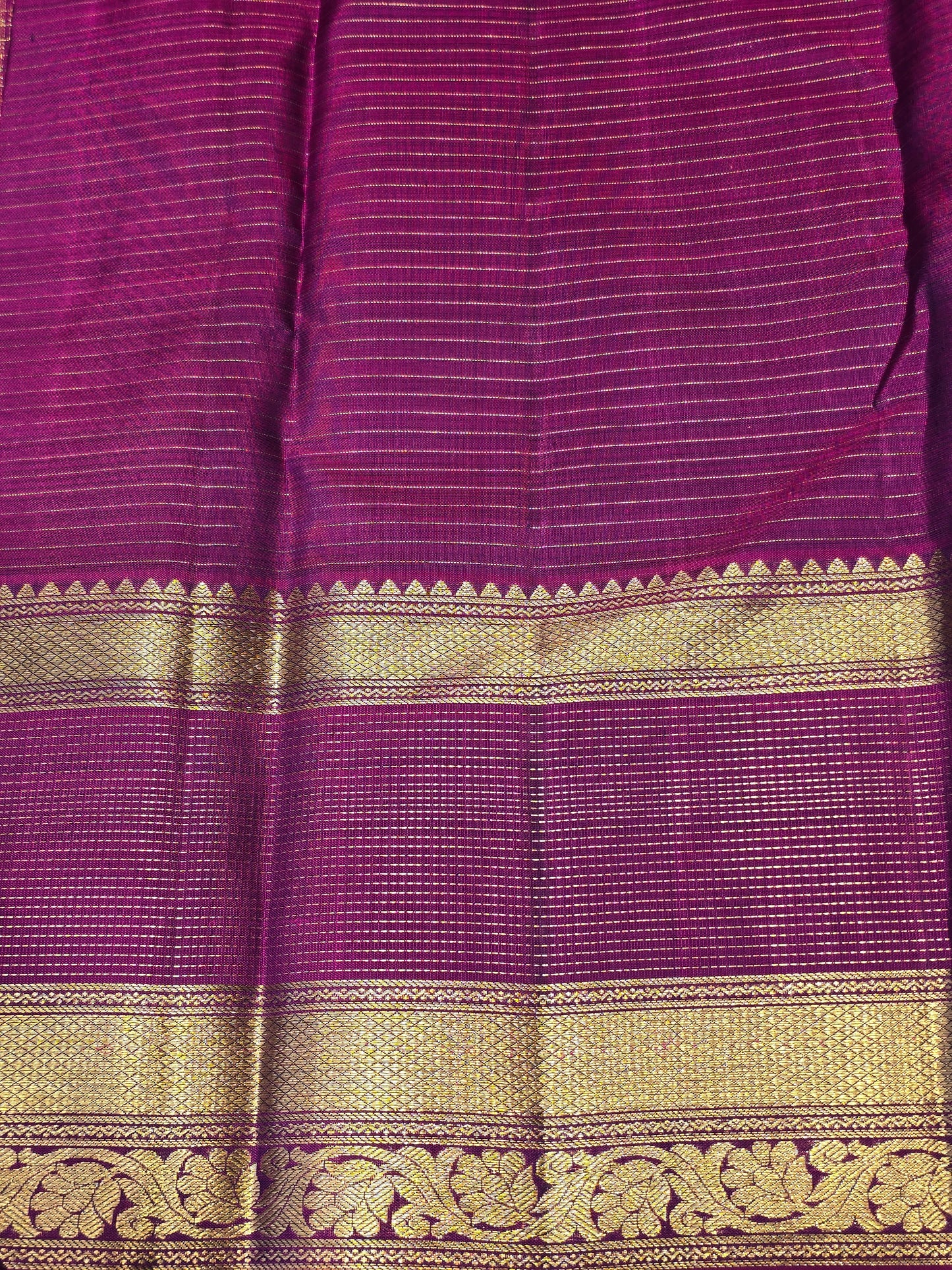 Pure Kanchipuram Handloom Silk Saree with Checked Weaving & Rich Bantex Zari Border | Festive & Bridal Collection