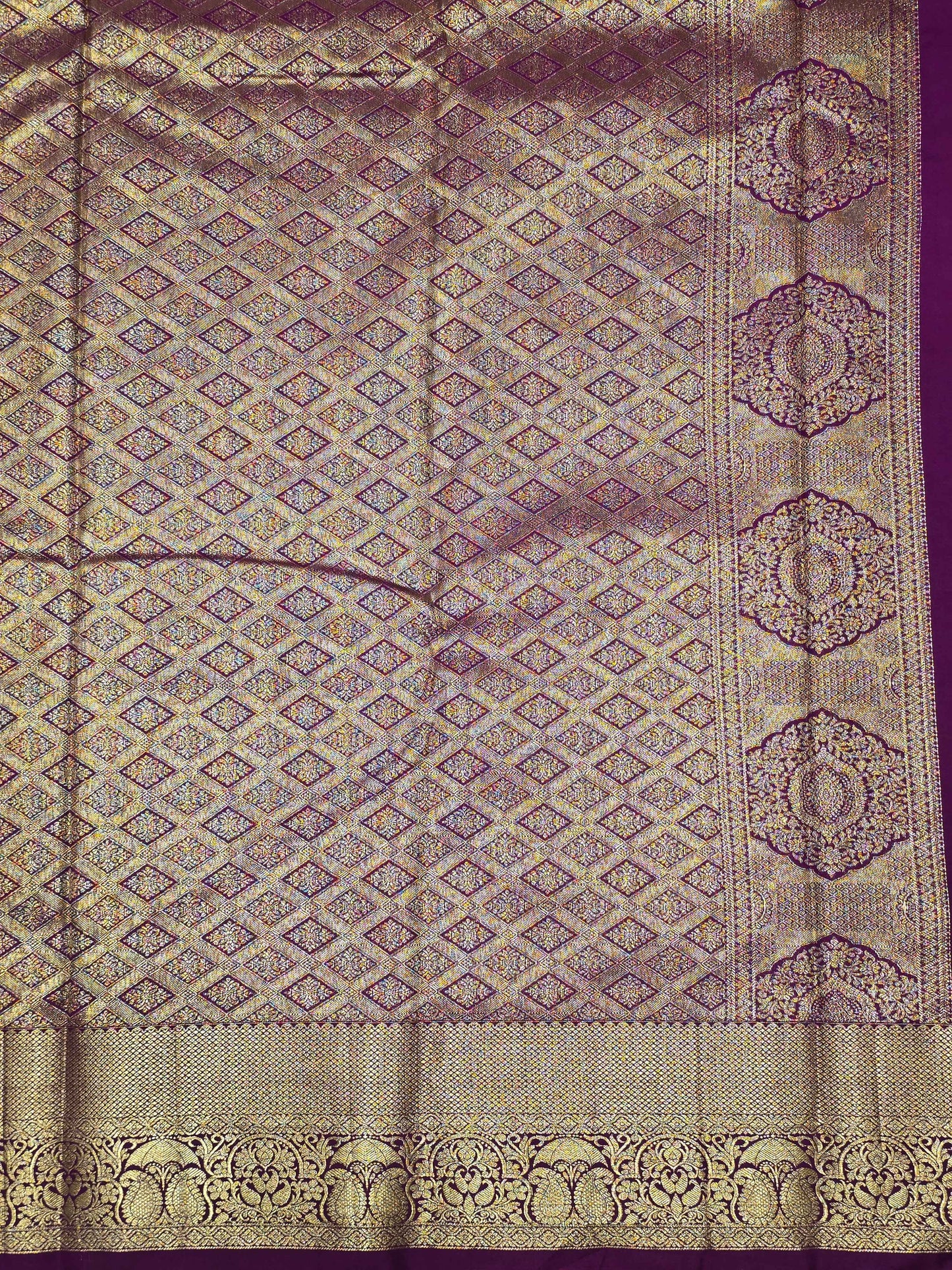 Semi kanjivaram silk saree with rich pallu