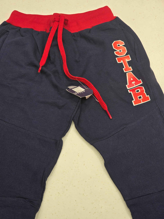 Cotton material blue color pant for boy with red color round Elasticable