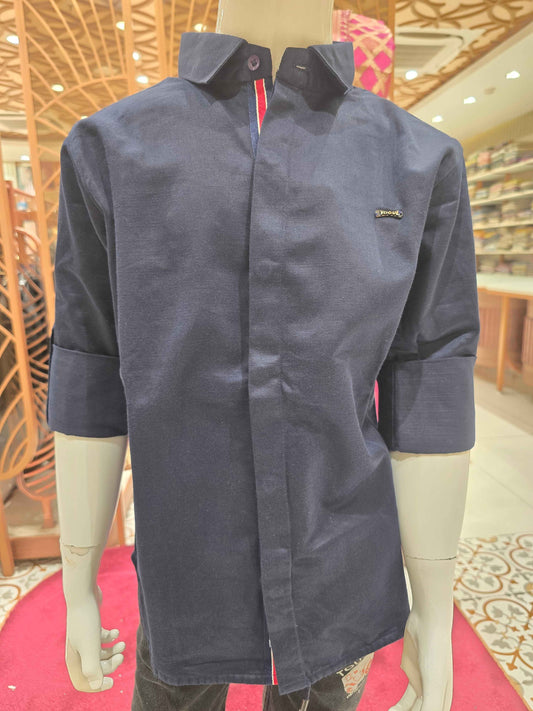 Boys Blue Lycra Cotton Shirt