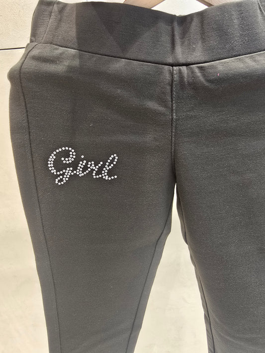 Black Colored Cotton Skin Fit Pants with Elastic Waist — Casual Wear for Girls