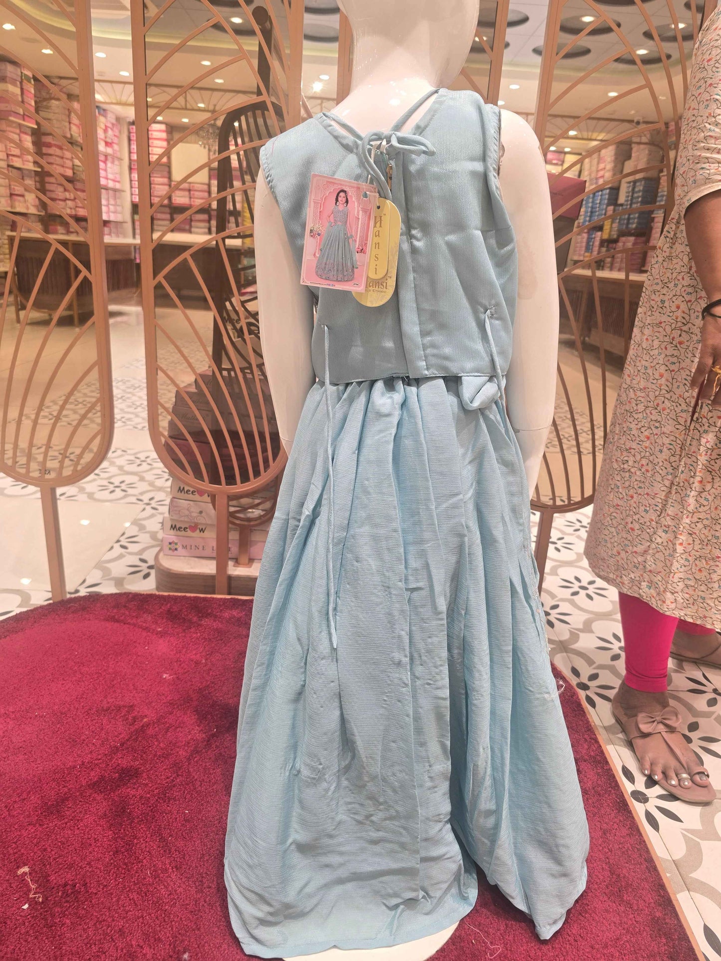 Georgette Material blue colour gaghra set with beats work