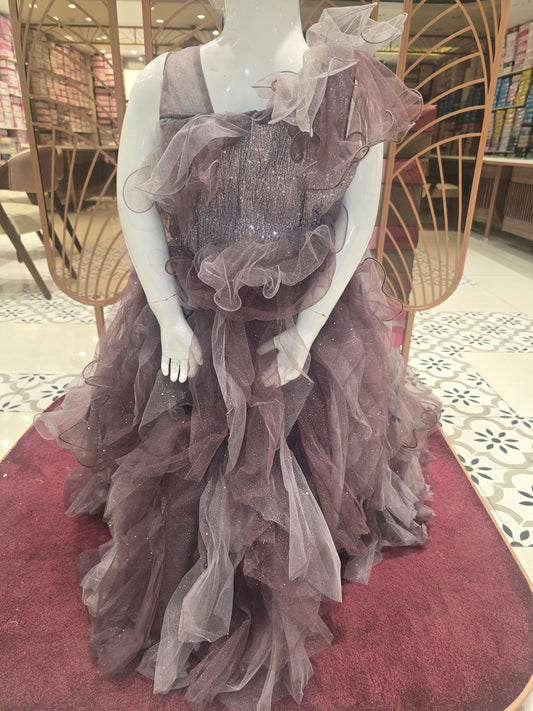 Girls Dual Colour Knitted Ruffle Style Gaghra Set