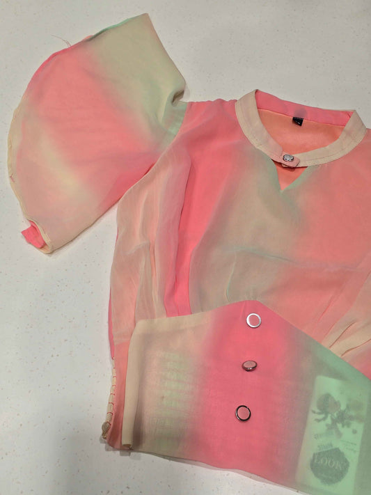 Pastel Rainbow Chiffon Crop Top for Girls