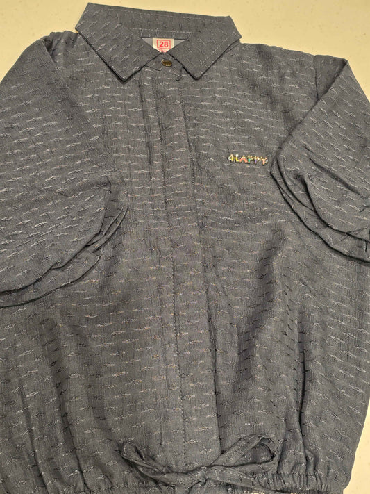 Dark Grey Cropped Track Shirt for Girls