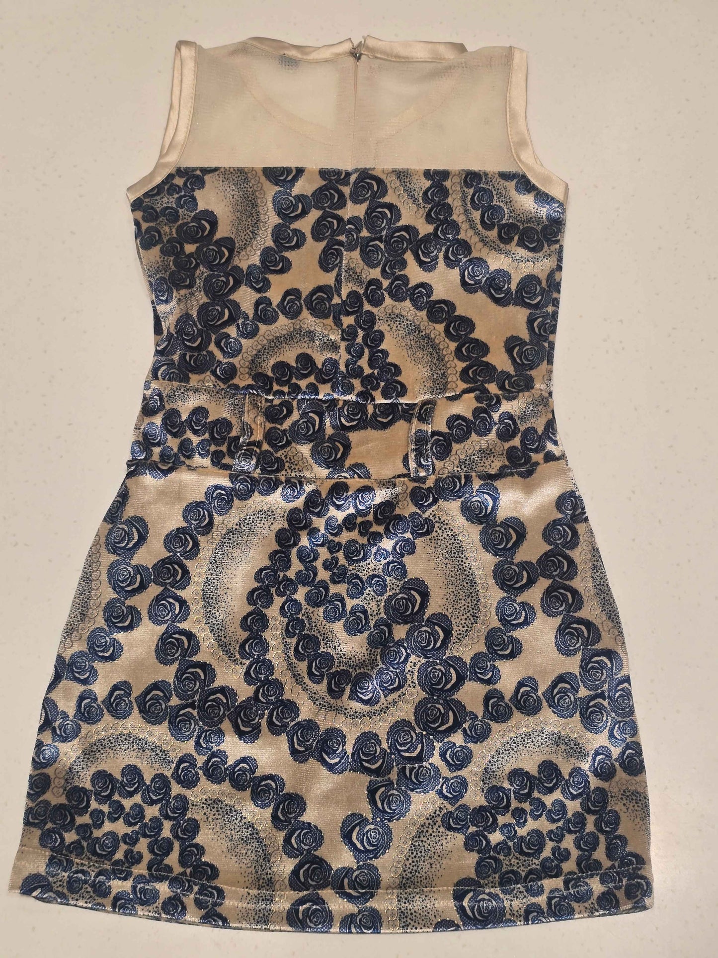 Baby Girl Printed Satin Stretchable Bodycon Frock
