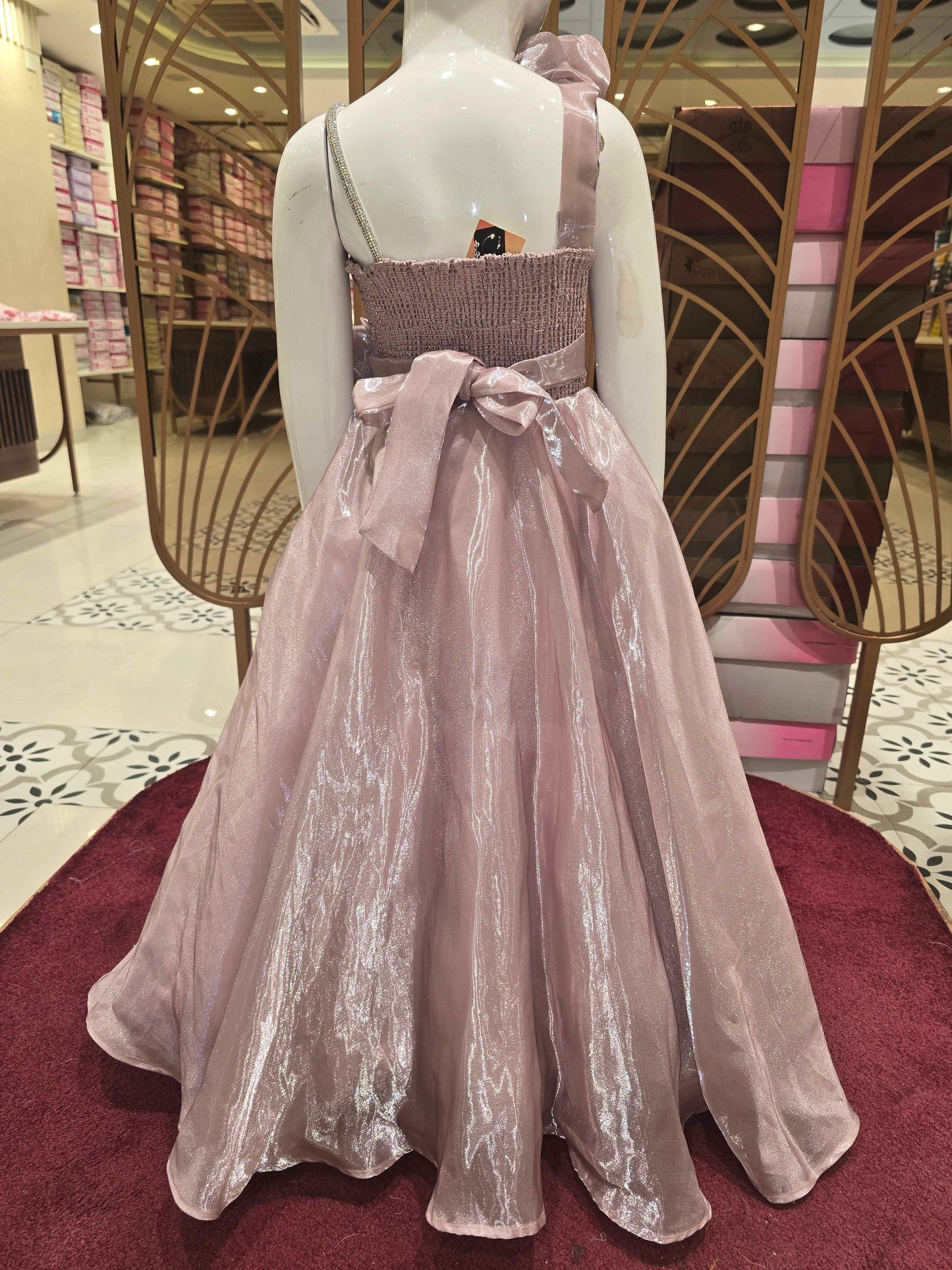 Girl Fawn Organza Party Wear Gown