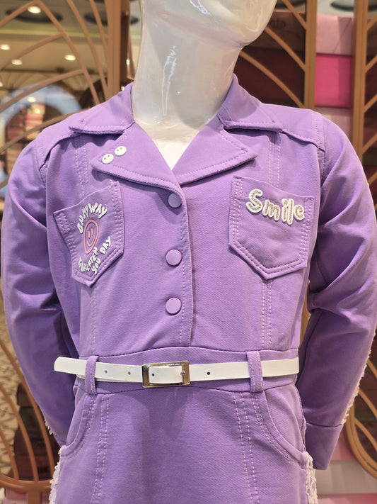 Girls Sequin Detail Crepe Western Dress