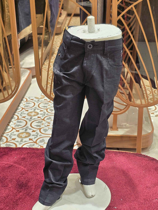 Boys Black Cotton Pant with Pockets