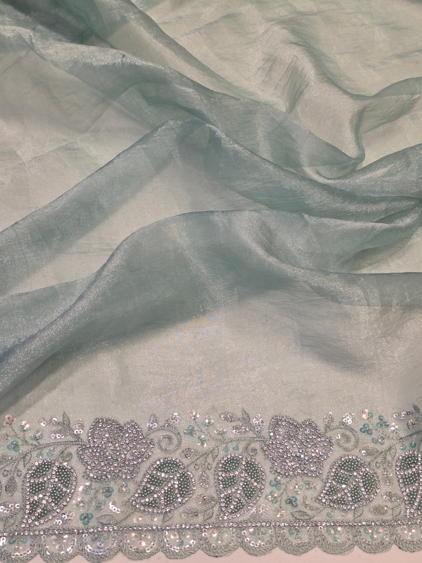 Bridal Fancy Organza Saree with Stone, Sequence & Embroidery Work | Party Wear