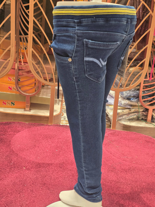 Blue Plain Denim Jeans for Boys with Four Pocket Design and Comfortable Casual Fit