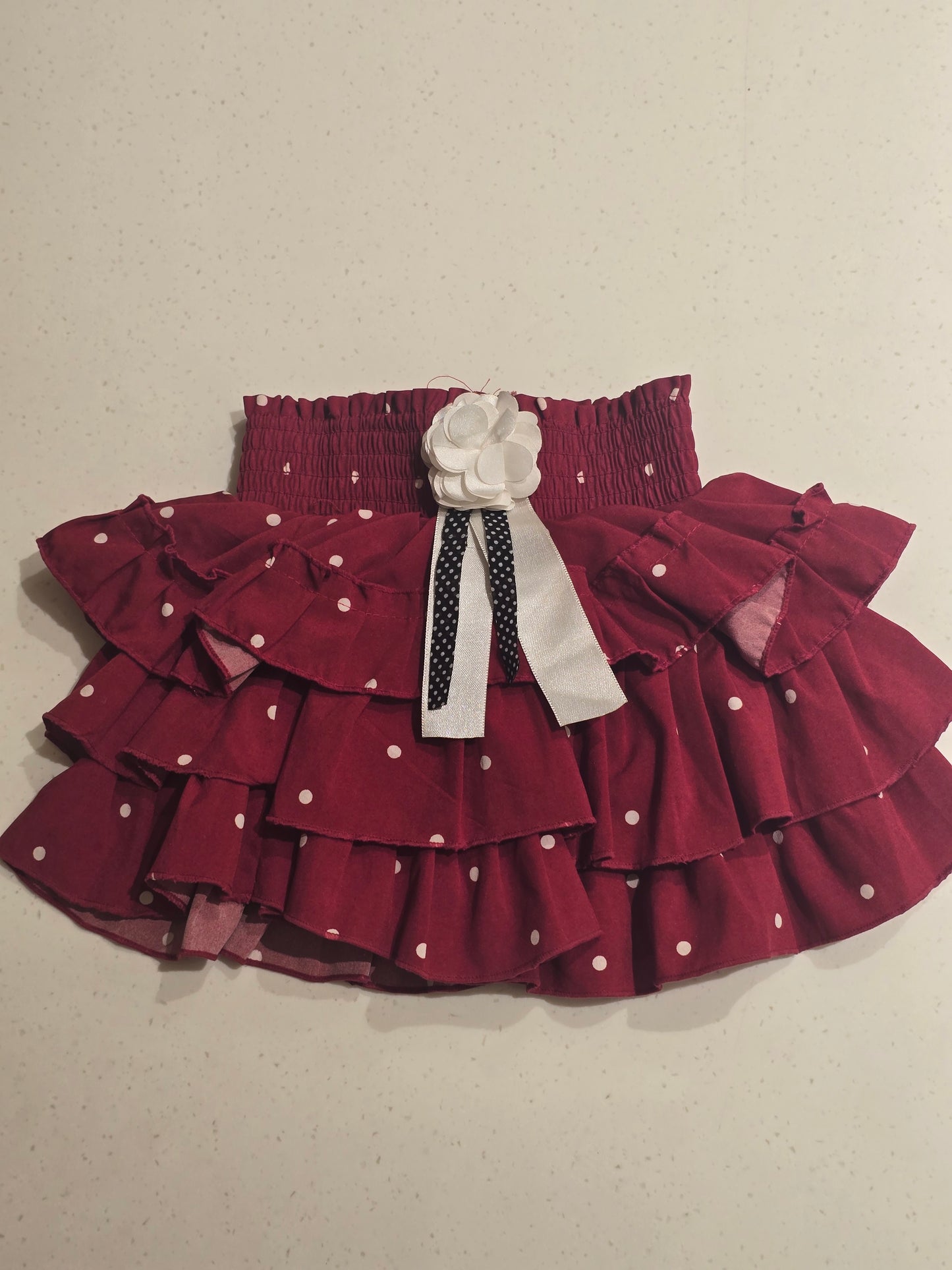 Baby Girls White Dot Satin Mini Skirt