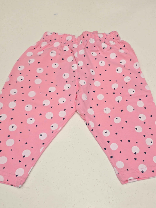 Printed Cotton material babypink color capri for girl