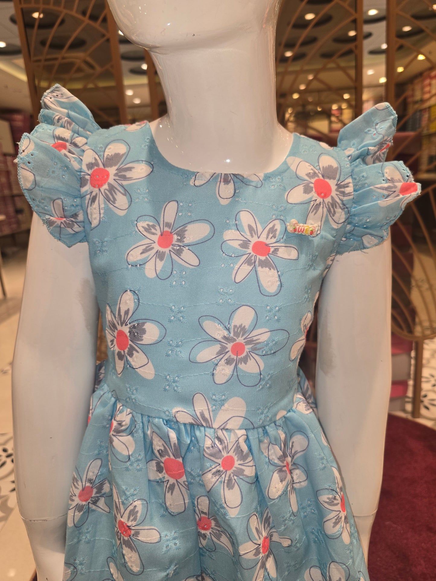 Girl Peach Floral Acoba Cotton Baby Frock