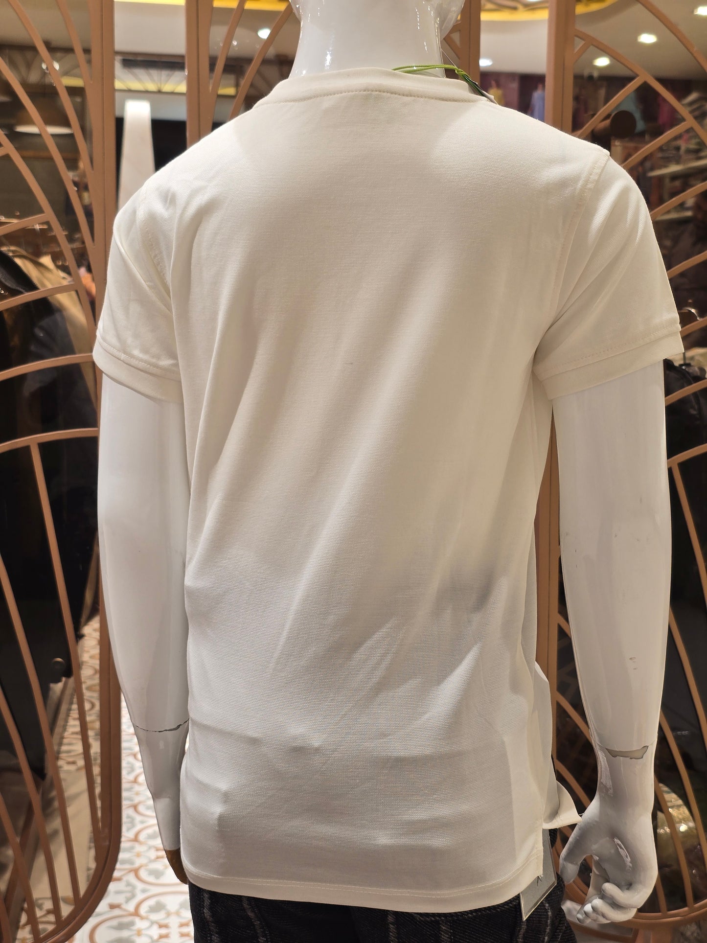 Boys White Lycra Digital Print Round Neck T Shirt