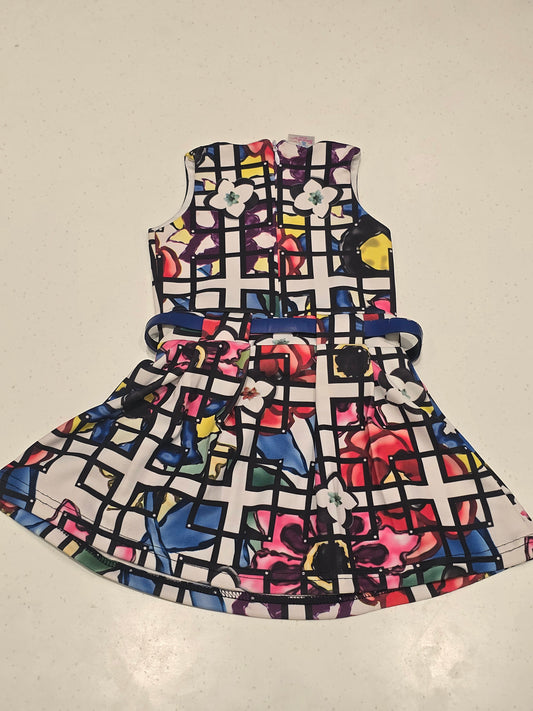 Baby Girls Multicolor Stretchable Checked Frock