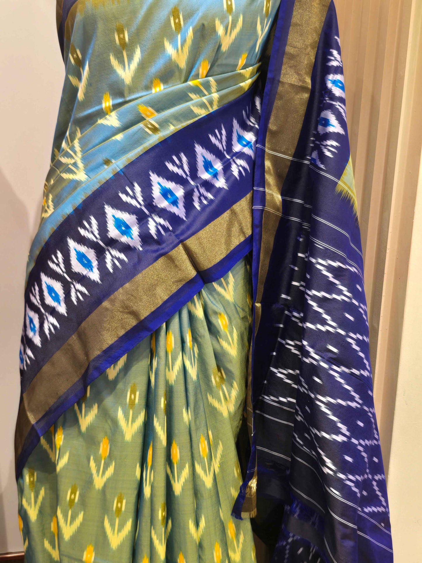 Pure ikkat saree with gatti border