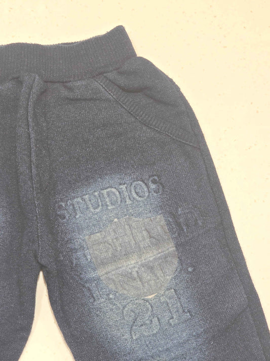 Cotton material denim blue colour shaded pant for babyboy